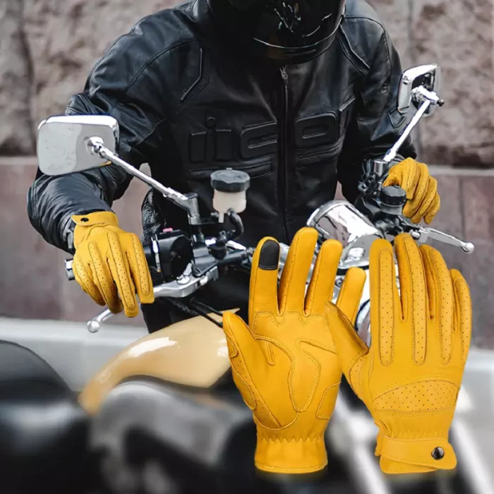 OZERO |  Premium Classic Motorcycle Bike Vintage Leather Breathable Touchscreen Gant Motocross Motorcycle Racing Gloves Luxury .