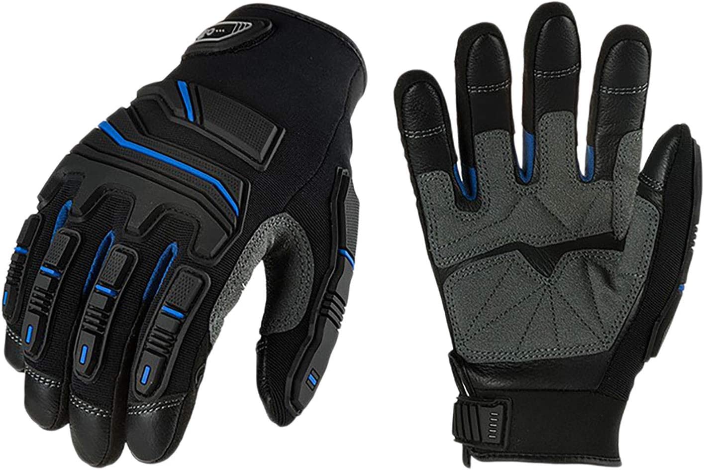 Vgo | Grain Cowhide Leather Touchscreen Compatible Heavy Duty Mechanic Work Gloves (Size M, Blue, CA9730HL)