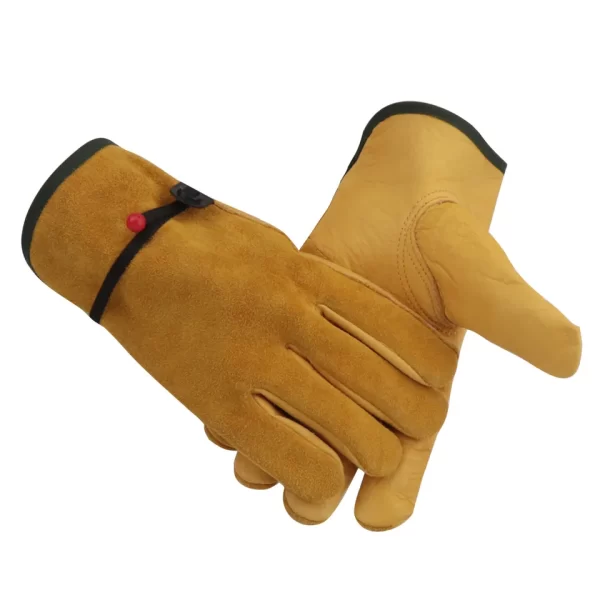 Newest Product Cowhide Leather with Adjustable Wrist Heavy Duty Work Wear Resistant Construction Truck Driving Gloves