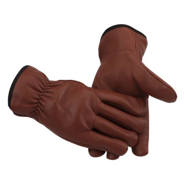 Dark Brown Sheepskin Winter Warm Gloves Outdoor Sports Gloves
